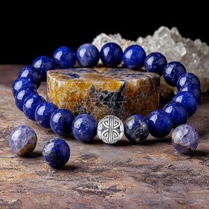 🆕New Lapis Lazuli 8mm Healing Gemstone Bracelet with Tibetan Spritua…